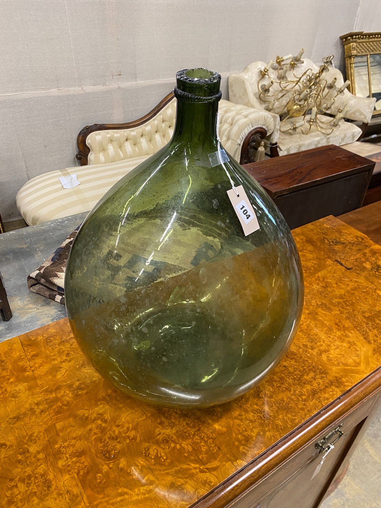 A large green glass carboy, height 60cm